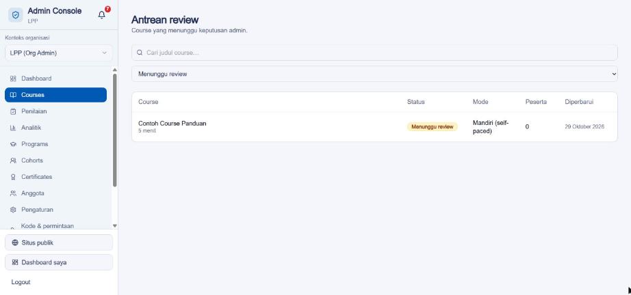 Course yang menunggu review