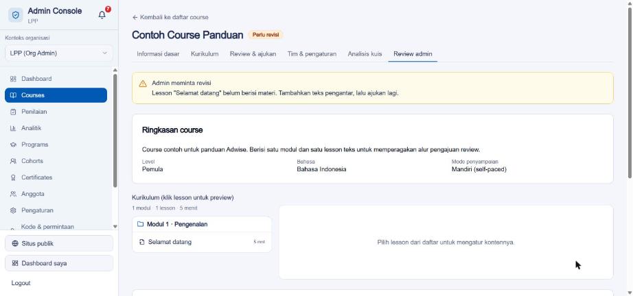 Course perlu revisi